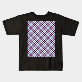Pink and Blue Plaid Background Kids T-Shirt
